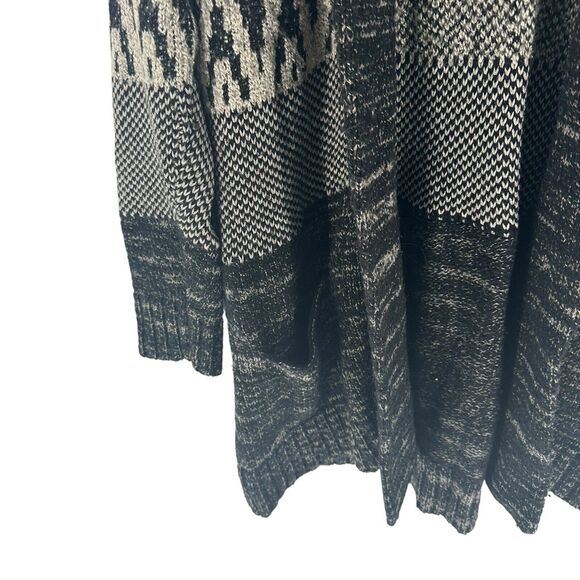 Lucky Brand Sweater Womens 1X Black Cardigan Wool Blend Open Front Long Boho - Picture 8 of 16